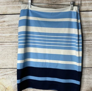 Michael Kors Damen Gr. 2P seitlicher Reißverschluss kurzer Stretch Bleistiftrock blau weiß - Bild 1 von 8