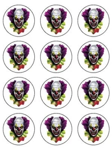 Clowns Cupcake Topper Edible Icing Birthday Cake Scary Clown Decoration (1 Size) - Picture 1 of 1