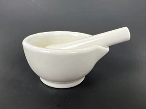 Vintage Made in Japan Mortar Pestle White Porcelain Stone Grind Herbs Medicinal - Picture 1 of 9