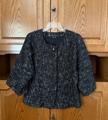Anne Klein Blazer Women Size 14 Black White Speckled Jacket Lined - Image 1 of 4