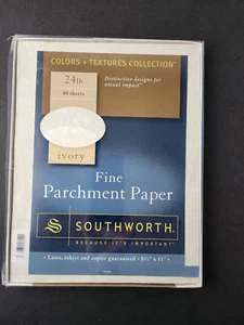 SOUTHWORTH FINE PARCHMENT PAPER 24 LB. 80 SHEETS IVORY- NEW Open Box - Picture 1 of 2