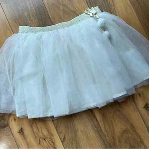 Isaac Mizrahi Tulle Tutu Skirt, Off-white, Ivory, Pom Poms, Size 5-6 - Picture 1 of 5