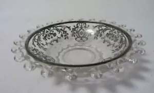 TIFFIN GLAS KRISTALL DEPRESSIONSGLAS LARIAT SILBER ÜBERFANG BONBON NUSSSCHALE - Bild 1 von 4