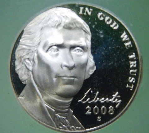 2008-S (14-Coin Proof Set) 5c Jefferson Nickel  PR-70 Deep Cameo *PERFECT COIN* Cover
