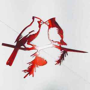 Metal Cardinals Kissing Tree Art Stake