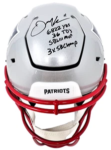 Julian Edelman Patriots Signed Career Stats Insc Authentic SpeedFlex Helmet JSA - Picture 1 of 4