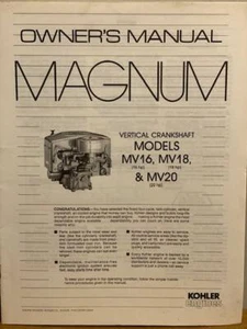 Kohler Magnum Vertical Crankshaft Models MV16 MV18 & MV20 Owner's Manual - Picture 1 of 1