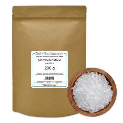 DISTREBUTION Mentholkristalle 200 g Sauna Aufguss reines Menthol 100% Minzöl
