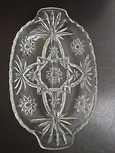 Vintage Anchor Hocking 10" Glass Crystal Clear 2-part Relish Dish Candy Dish - Picture 1 of 6