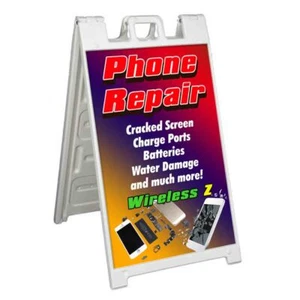 TELEFON REPARATUR Signikade 24x36 Aframe Bürgersteig Schild Banner Aufkleber ELEKTRONIK - Bild 1 von 9
