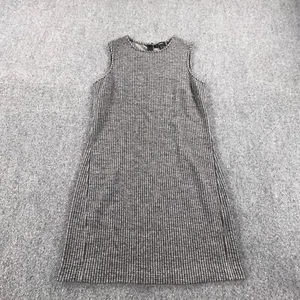 Theory Shift Dress Womens Size 8 Gray Black Herringbone Sleeveless - Picture 1 of 12