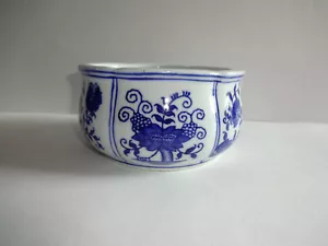 Cremeweiß & Blau Runde Asiatische Stil Schüssel Blumen Grünzeug 6" x 3" Markiert C.D - Bild 1 von 7
