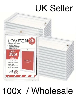 LOVFEN 100x Wholesale Magnetic Card Holders, For 35pt Trading Cards, Sports, Pokémon.