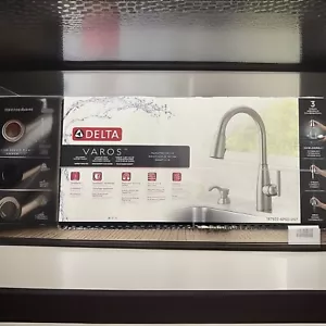 Delta Varos Pull-Down Kitchen Faucet Single Handle w/ Soap Dispenser Stainless - Picture 1 of 2