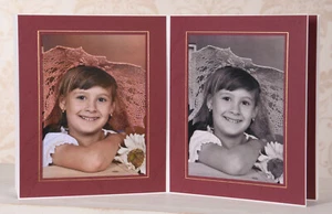 Portraitmappe / Leporello für 50 Fotos 15x20 - bardeaux-rot mit Goldkante - 811G - Bild 1 von 6