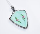 FABULOUS! Antique STERLING Hand Painted *ENAMEL GUILLOCHE* Locket STERLING Chain