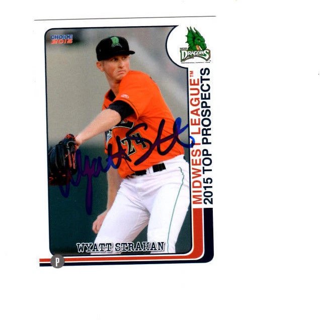 Wyatt Strahan 2015 Midwest League Top Prospect autograph signed card Dayton Reds - Image 1 of 1