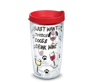 Tervis Rescue Hunde & Wein trinken 16 Unzen Becher mit rotem Deckel Adopt Puppies NEU - Bild 1 von 1