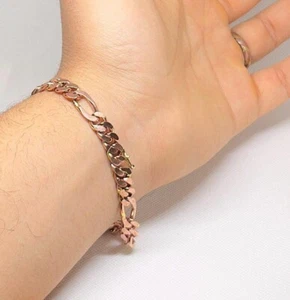 Reines massives Kupfer Armband Arthritis Kubanische Kette Panzer Glieder Reiter Unisex Bracelet - Bild 1 von 7