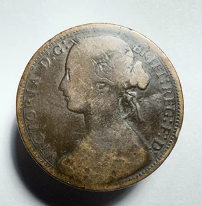 Gran Bretagna 1870 Penny SCARCE Data CHIAVE Regina Vittoria Regno Unito Moneta Bronzo -0466 - Foto 1 di 2