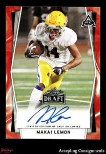 2022 Leaf Draft Autographs Red #BAML1 Makai Lemon Rookie AUTO PR /50 - Picture 1 of 2