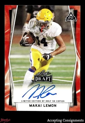2022 Leaf Draft Autographs Red #BAML1 Makai Lemon Rookie AUTO PR /50 - Image 1 of 2