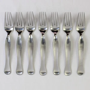 Lot of 7 Retroneu Silhouette Pattern Stainless Salad Forks 7.25 Inches Satin Fin - Picture 1 of 5