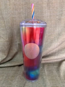 Starbucks 24oz dome tumbler 2021 colidascope rainbow fluted cup NWT - Picture 1 of 5