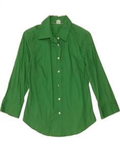 J. CREW Womens 3/4 Sleeve Shirt UK 10 Small Green Cotton CB06 - Picture 1 of 3