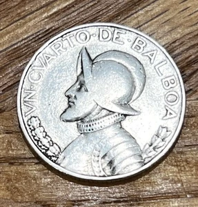 1947 PANAMA BALBOA 1/4 SILVER COIN - ROUGLY THE SIZE OF A US QUARTER - Picture 1 of 11