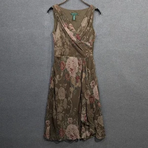 Ralph Lauren LRL abito seta donna 8 finto avvolgente volant canotta femminile morbido elegante - Foto 1 di 12