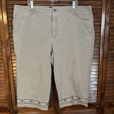 Gloria Vanderbilt Women's Bermuda Shorts - Gray Embroidered - Plus Size 24W - Image 1 of 4