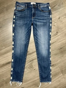Jeans donna Driftwood Jackie ricamato laterale boho azteco elasticizzato taglia 29 - Foto 1 di 7