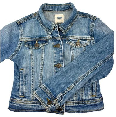 Old Navy Girls Denim Jean Jacket Medium Wash Classic Trucker Style Size M (8) - Image 1 of 4