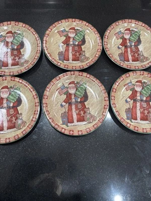 Juego De 6 Platos De Cena De Colección Susan Winget “County Santa” 10.  Cerámica 3/8  Foto 1 de 4