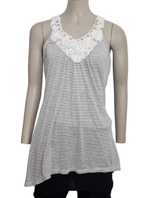 Camiseta sin mangas Chelsea & Violet para mujer talla M blanca/negra detalle floral a rayas Foto 1 de 4