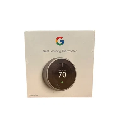 Google Nest 3rd Generation Wi-Fi Learning Thermostat T3007ES - Stainless Steel - Image 1 of 4