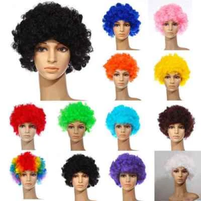 12 Colours Curly Afro Fancy Dress Funky Wig Disco Clown Mens/Ladies Costume - Image 1 of 2