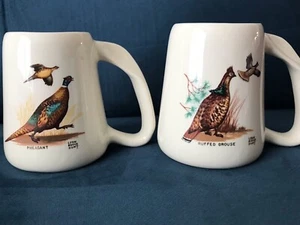 Lynn Bogue Hunt 2 Mugs Pheasant & Ruffed Grouse Vtg. - Picture 1 of 7