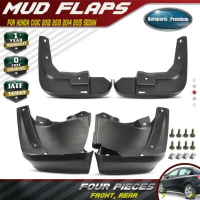 4x guardabarros delanteros y traseros protectores contra salpicaduras para Honda Civic 2012 2013 2014 2015 sedán Foto 1 de 4