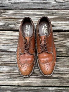 Vtg Bostonian Crown Windsor Brown Longwing Derby Shoes Hand Lasted Men's 7.5D/B - Picture 1 of 7