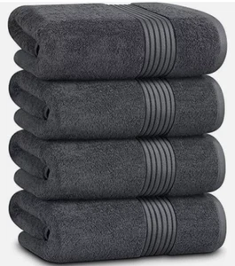 Luxury Bath Towel 4 PCK, Gray, 27x54, Ringspun, Extra soft - Picture 1 of 4