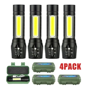 4 PCS 3 Light Mode LED Aluminium Flashlight Zoom Torch Built-in Battery Supplied - Picture 1 of 14