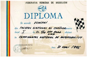 Rumänien, 1996, Automodelismus Diplom - Bild 1 von 1