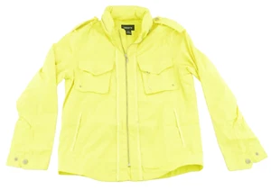 Vintage Claiborne Medium Yellow Windbreaker Jacket W/ Hood - Picture 1 of 7