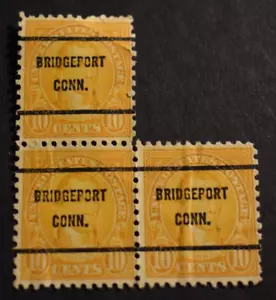 3 - 1923 US Stamps - Scott # 562 - 10 Cent Monroe Precancels - Bridgeport, CT - Picture 1 of 2