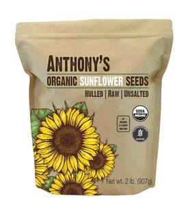Organic Hulled Sunflower Seeds, 2 Lb, Raw, Unsalted, Batch Tested and Gluten Fre - Picture 1 of 12