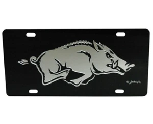 ARKANSAS RAZORBACKS SPIEGEL AUTO-ETIKETT KENNZEICHEN SCHWARZ SILBER SCHWEIN AUTO - Bild 1 von 4