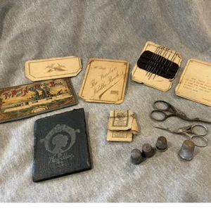 LOTE RARO Artículos de Costura Antiguos Agujas, Tijeras, Dedales. - Imagen 1 de 11