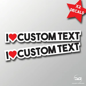 2x kundenspezifischer Text personalisiert I Love Vinyl Aufkleber Aufkleber Name Auto Fahrrad Witz lustig - Bild 1 von 3